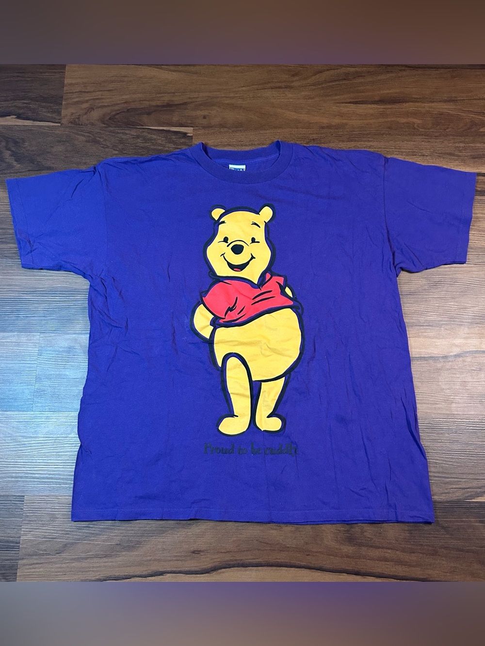 Vintage 90s Purple Winnie the Pooh “proud to be cuddly “ Graphic Tee. XXL